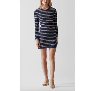 𝅺NWT Baum und Pferdgarten Chrisanna Stripe Pointelle Mini Dress Navy White